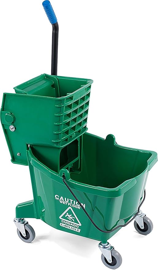 SPARTA Commercial Mop Bucket with Side Press Wringer, Floor Cleaning Essentials for Commercial and Home Use 26 Quart Capacity, 1 Count, Green