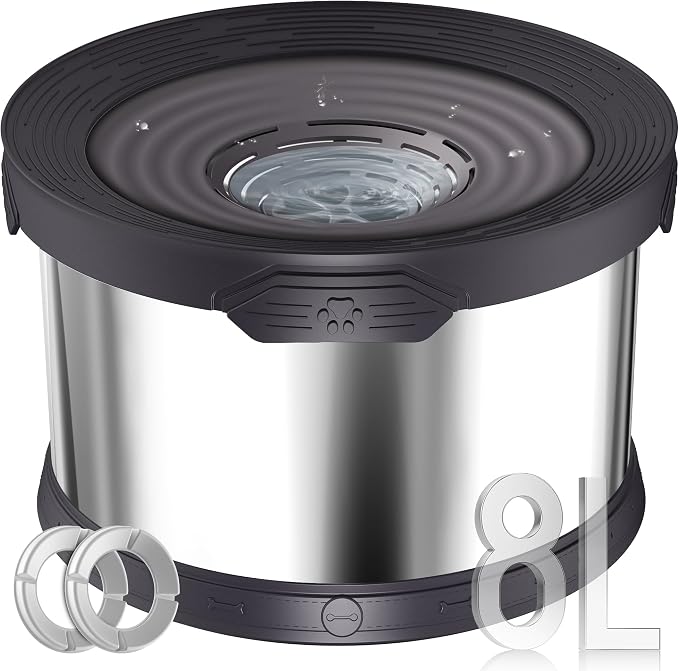 UPSKY 8L Dog Water Bowl No Spill Stainless Steel for Slow Drinking Black | Large Capacity, Spill-proof, Non-slip Design, Durable, For Large Dogs, Messy Drinkers & Multi-pet Homes, Outdoor / Indoor