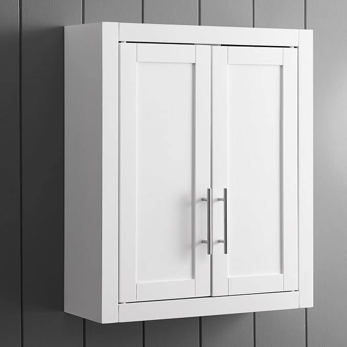 Crosley Furniture Savannah Wall Mounted Bathroom Storage Medicine Cabinet with Shelves, Snow