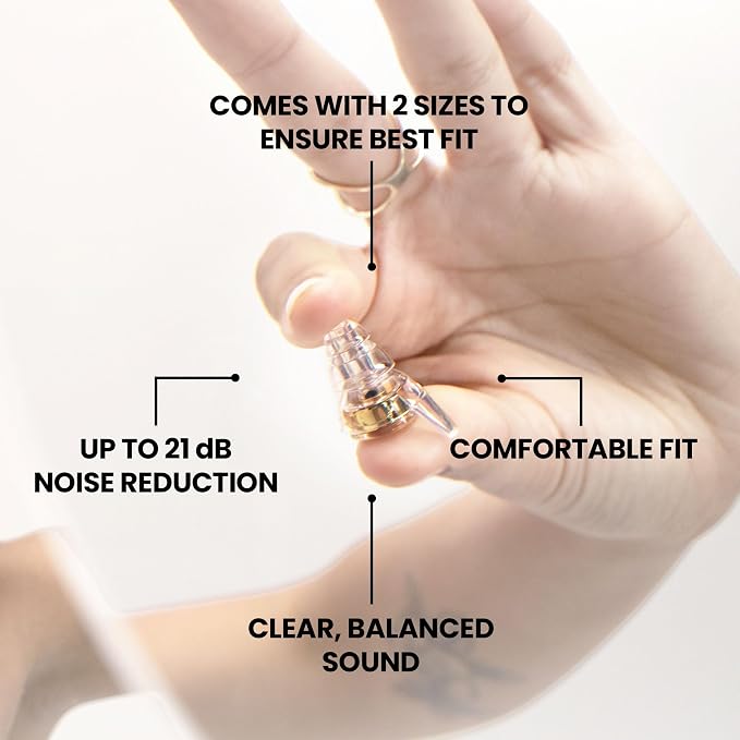 Eargasm High Fidelity Gold Earplugs for Concerts, Festivals, Musicians, DJs, Night-Life, Motorcycle Hearing Protection - Reusable Ear Plugs for High Fidelity Noise Reduction up to 21 dB