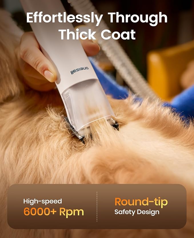 oneisall Dog Grooming Vacuum - 15000Pa Suction, Captures 99% Pet Hair to Reduce Shedding, Dog Grooming Clippers & Quiet Brush (≤59dB) with 4 Accessories, 2L Dust Canister for Home Cleaning