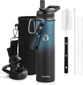 RAYMYLO Insulated Water Bottle 24 oz, Triple Wall Vacuum Stainless Steel (Cold for 24Hrs, Hot for 12Hrs), Leak Proof & Non-BPA, Modern Water Flask Jug with Paracord Handle & Straw Spout Lids
