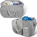 2 Pack Collapsible Laundry Baskets with Lid, Foldable Laundry Basket with Pockets, Pop Up Hamper with Dual Handles, 99L Sturdy Hampers for Clothes, Groceries, Supplies, Tools, Grey