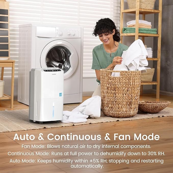 Waykar 2,000 Sq. Ft. 34 Pints 2025 Most Efficient Energy Star Dehumidifier for Basement & Home with Auto or Manual Drainage, Ultra Quiet 33dB, 0.62-Gallon Water Tank