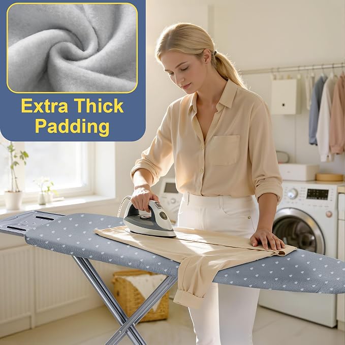 Ironing Board Cover and Pad for Standard Size 15" x 54", Dark Gray | Aluminum Coating, Thick Scorch & Stain Resistant Padding, Heavy Duty Iron Board Cover with Elastic Edge, Adjustable Fastener