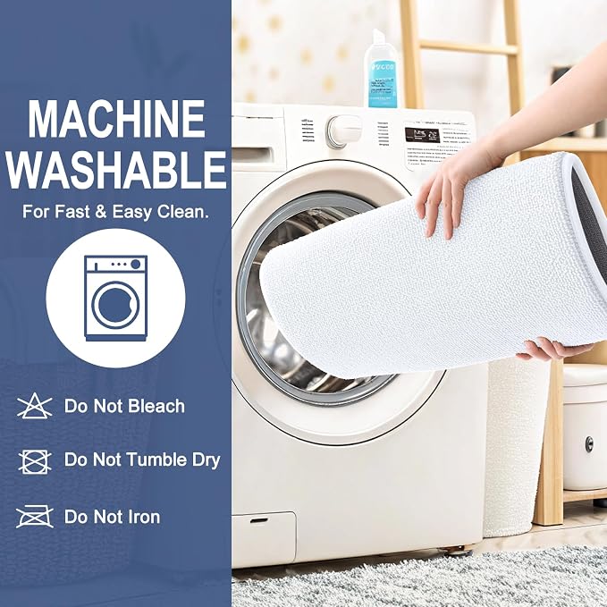 OLANLY Memory Foam Bathroom Runner Rugs 47x20, Absorbent Long Mat, White | Soft Quick Dry Bath Mat Rugs, Non-Slip, Machine Washable Mat for Bathroom Floor, Tub and Shower, Home Decor Accessories