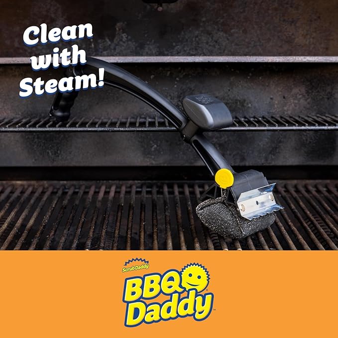 Scrub Daddy BBQ Daddy + Refill Heads - BBQ Cleaning Brush with Scraper & Bottle Opener, Barbeque Grill Cleaner, Wire Bristle Free, Barbecue Cleaner Brushes, High-Tech Cleaning Accessories for Men