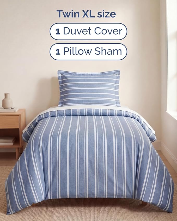 Duvet Cover Queen Size Set - Extra Soft Queen Duvet Cover 90" x 90" with 2 Pillow Shams for Women, Men, Kids & Teens - Hotel Luxury w/ Zipper Closures & Ties - Comfy, Cozy & Breathable (Beige Stripes)