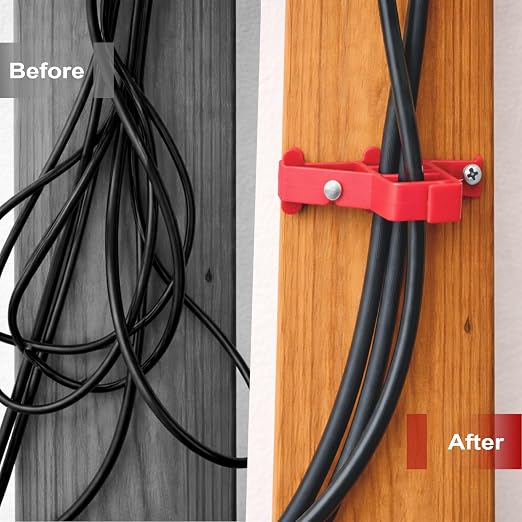 100 Pcs Multi-Cable Staple, Cable Stackers Electrical Wire Stackers, Secures Cable Staples Clips with Steel Nails Suitable Most Cables (Red)