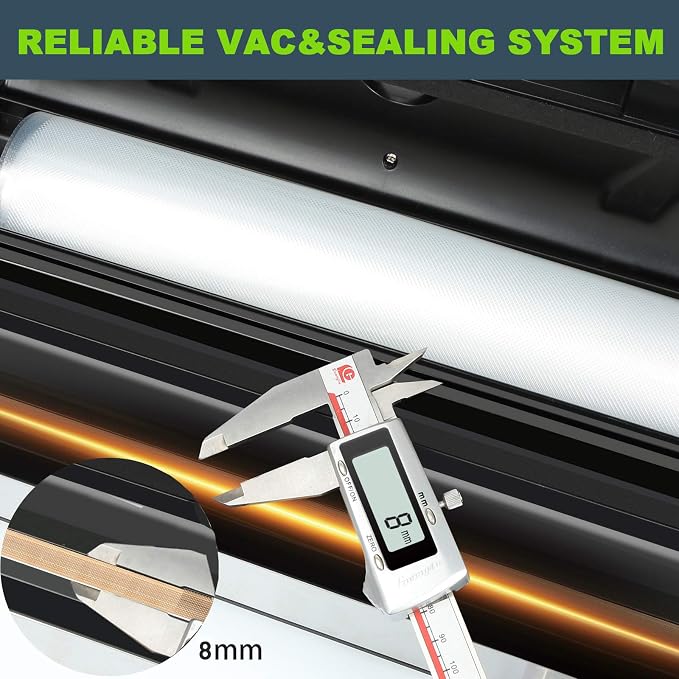 Potane Precision Vacuum Machine,Pro Food Sealer with Built-in Cutter and Bag Storage(Up to 20 Feet Length), Both Auto Manual Options,2 Modes,Includes 2 Bag Rolls 11”x16’ and 8”x16’,Compact Design