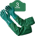 PACIFIC PPE 3 Pairs 26" Rubber Gloves - Chemical Resistant, Extra-long Heavy Duty Waterproof Gloves with Cotton Liner, Anti-skid, Acid-alkali, X Large