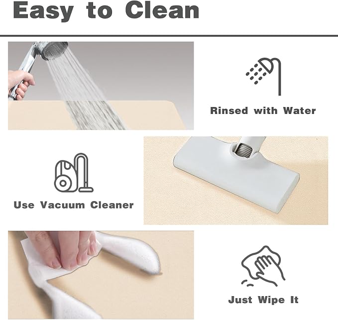 TYUU Bath Mat, Bathroom Rugs Non Slip Washable Thin Absorbent Quick Dry Bath Mat Fits Under Door Bathroom Floor Mat Perfect for Bath, Shower, or Sink 20"x48" Beige
