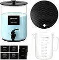 Glass Laundry Detergent Dispenser,1 Gallon Large Liquid Soap 1Pack(Black) | Complete borosilicate jars set with leakproof spigots, protective silicone mats, minimalist labels, and dosing cups.