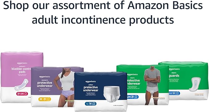 Amazon Basics Maximum Absorbency Incontinence Underwear for Women, Disposable Postpartum, Bladder Leak Protection, Odor Control, Soft, Medium, Lavender, 60 Count (3 Packs of 20)