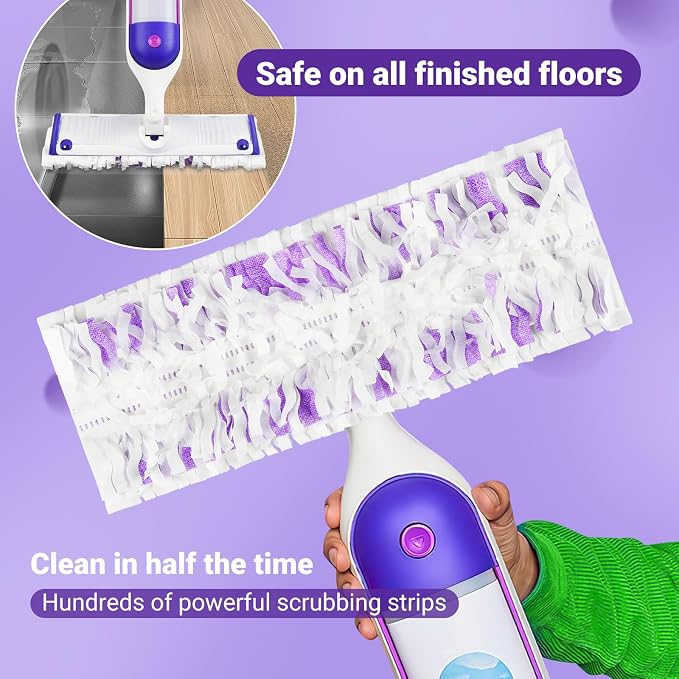 Pure Realm 54 Count Disposable Power Mop Pads Refills Compatible with swiffer PowerMop, PowerMop Wet Pads Rifill Cooperate with Swiffer Mop Refill Liquid Extra Absorbent, Traps Dust & Hair