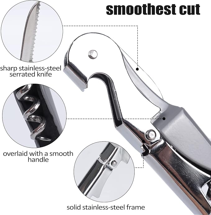 RECUTMS 12 Pack Wine Opener,Waiter Corkscrew Wine Key for Servers（Gray） | Heavy Duty Stainless Steel Fold Beer or Bottle Opener Serrated Foil Cutter,Perfect for Bars,Restaurants,Family,Company Party