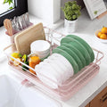 Kitsure Dish Drying Rack for Kitchen Counter, 12''W x 15.5''L, Pink | Stainless Steel Sink Organization, Cutlery Holder, Home and Appartment Decor