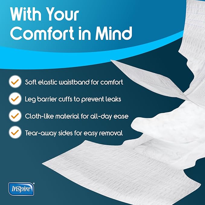 Inspire Adult Diapers Women or Men - MAX Absorbency | Our Most Absorbent and Dry, Incontinence Underwear for Women or Men | Leak Proof Diaper Overnight or Daytime for Heavy