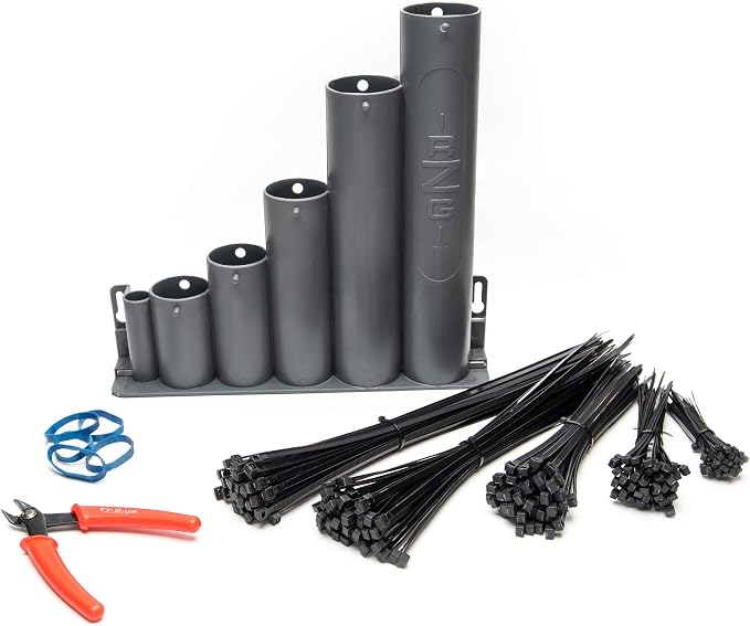 R-Z-G Ready-Zip-Go (tm) Magnetic Base Cable Tie Organizer with 250 Zip Ties and Cutter