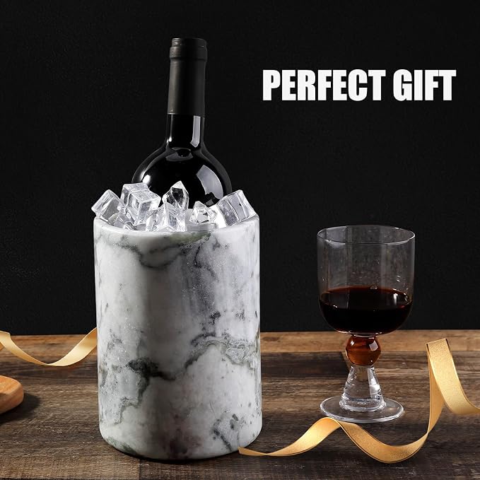 Marble Wine Bottle Chiller Bucket - Versatile Wine Chillers for Bottles - Handcrafted Wine & Champagne Cooler for Parties, Dinner - Applicable to Kitchen Utensil Holder Ideal for Wine Enthusiasts
