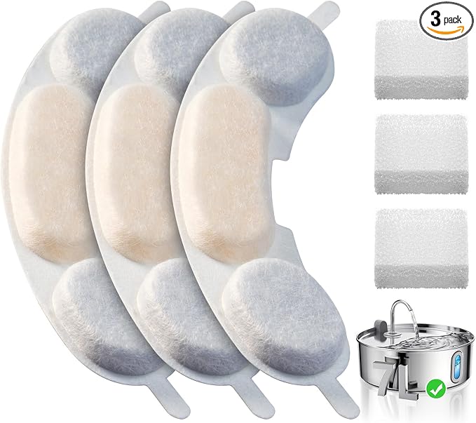 Smartoo Official 3 PCS Filters & 3 Sponges for 7L/236oz Dog Water Fountain | Incl. 1 Pump Holder Replacement for Smartoo Stainless Steel Pet Water Fountain, Durable & Genuine Filter Replacement.