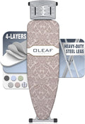 oleaf Ironing Board with Cover and Thicken Pad Height Adjustable Full Size Foldable Iron Board with Iron Rest, Stable Steel Legs, Metal Construction, Heat Resistant, Damascus