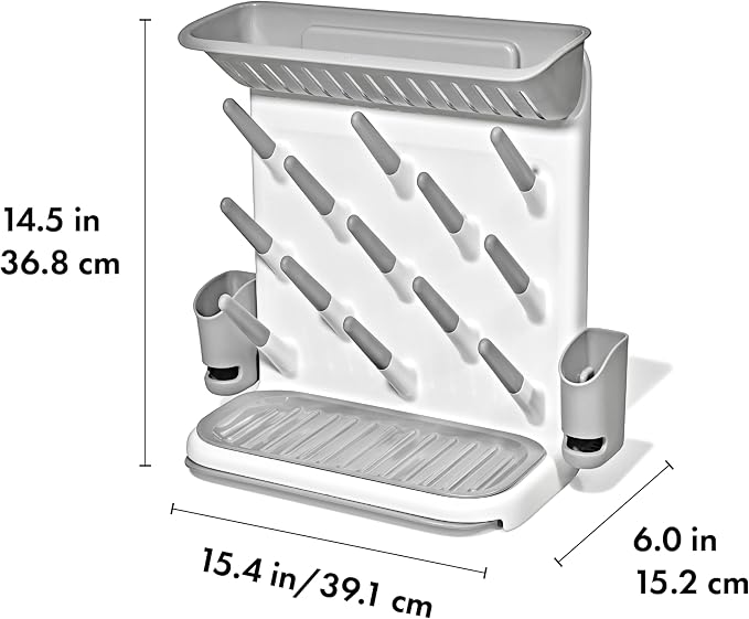 OXO Tot Expandable Drying Rack – Space-Saving Drying Rack | Newborn and Baby Essentials | Breastfeeding Essentials | Dry Baby Bottles | Save Space in Kitchen (Pack of 3)