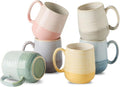 HASENSE Coffee Mugs, 12 oz Porcelain Coffee Cups Set of 6, Two-Tone Reactive Glaze Mugs Gift for Women and Men, Big Colorful Tea Cup for Latte, Cappuccino & Hot Chocolate, Dishwasher Microwave Safe