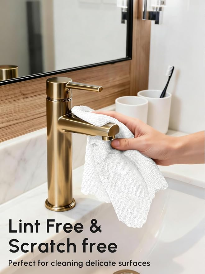 Microfiber Cleaning Cloths Roll, 225 Pack Tear Away Microfiber Towels Roll, 12" x 12" Lint Free Rags, Reusable Cleaning Cloths, Washable, Scratch Free,Ultra Absorbent Dish Rags(White)