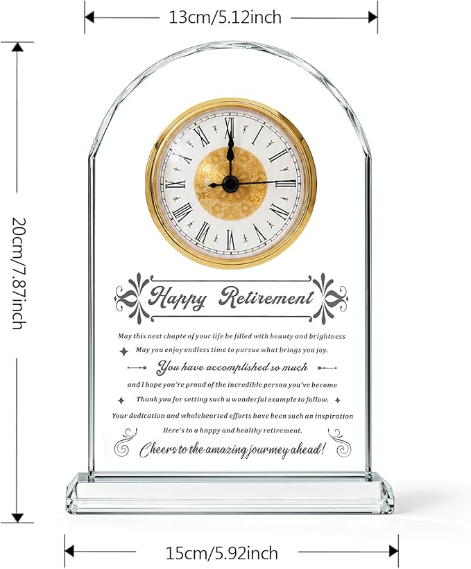 2026 Retirement Gift for men,women, Dad ,Father ,Teacher,mentor,coworker,Colleague Uncle Grandfather Employee mam boss Retired Presents Ideas Glass Clock Ornament Gifts(Battery not Included) (Retirement gifts)