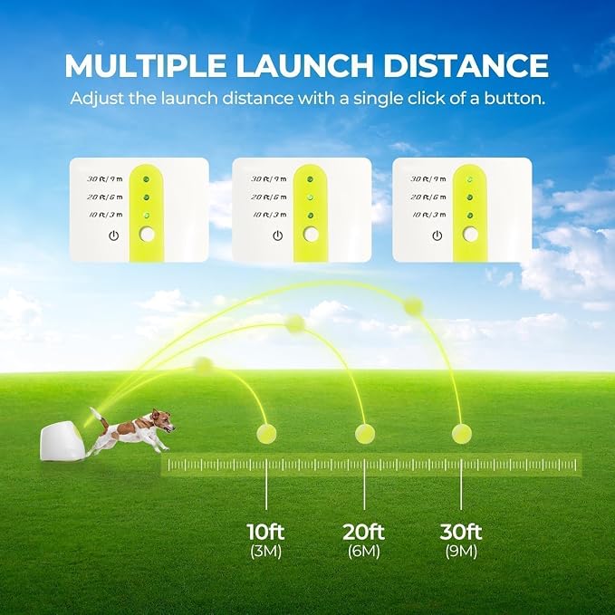 ALL FOR PAWS Automatic Dog Ball Launcher, Interactive Fetch Toy for Small to Medium Dogs, Pet Thrower Machine for Indoor & Outdoor Play, 3 Pcs 2-Inch Balls Included