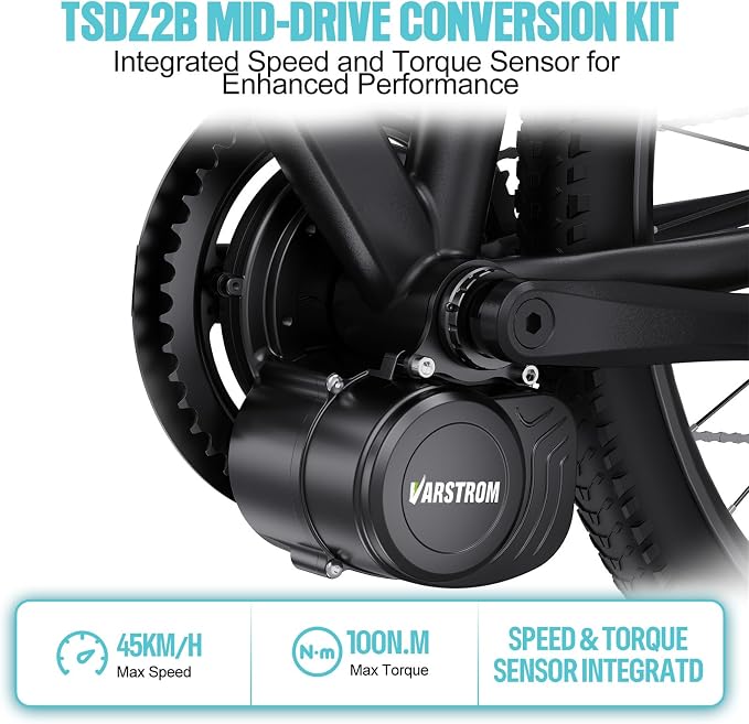 TSDZ2B 48V 500W Mid Drive Kit with EKD01 Display and Ebike Battery | Tong-sheng Electric Bike Conversion Kit for 68-73mm Bottom Bracket, Speed and Torque Sensored E-Bike Motor