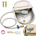 Automatic Dog Water Dispenser with Drain Hole & Drain Valve, Stainless Steel Auto Dog Water Bowl with 2 Float Valves, Hose Quick Connect Fitting, for Livestock, Chicken, Horse (1 Gallon)