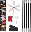 Chimney Sweep Kit 16 Feet, Chimney Cleaning Kit with 5 Black Nylon Flexible Chimney Rods, Rotary Chimney Cleaning System Driven by Drill for Sweeping Fireplace, Chimney Cleaners with Strong Brush