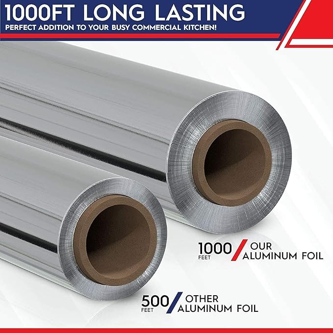 6 Count Heavy Duty Aluminum Foil Roll for Food 18 Inches 500 FT Heavy Duty Food Safe Foil Wrap Pony Package