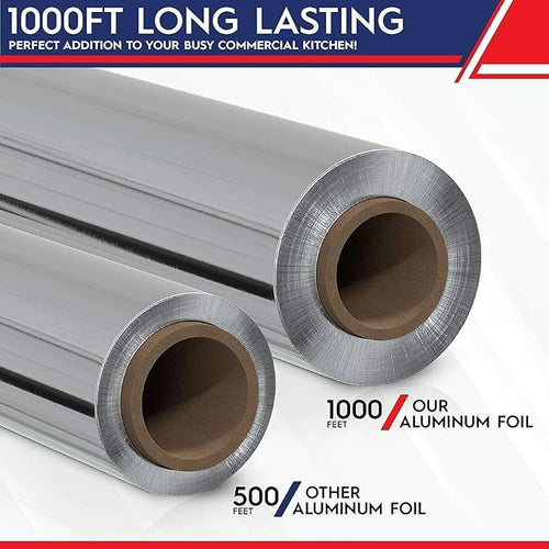 (6 Count) 12"x1000 Standard Aluminum Kitchen Foil Rolls for Food, Aluminum Foil Roll Food Safe Foil Wrap