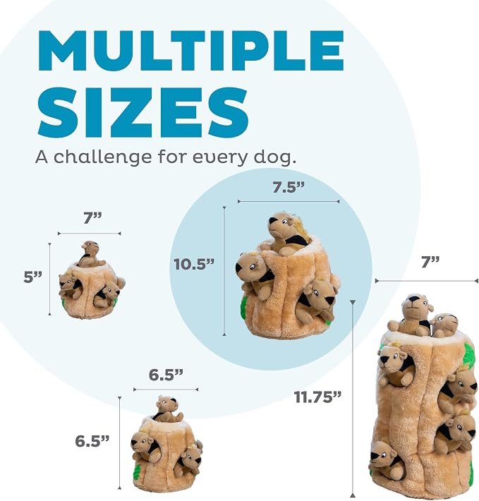 Outward Hound Hide-A-Squirrel Dog Toy – Interactive 2‑in‑1 Plush Puzzle with 3 Squeaky Removable Squirrels, Large