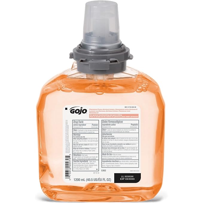 GOJO TFX Premium Foam Antibacterial Handwash, Fresh Fruit Scent, 1200 mL Touch-Free Dispenser (Pack of 2) - 5362-02