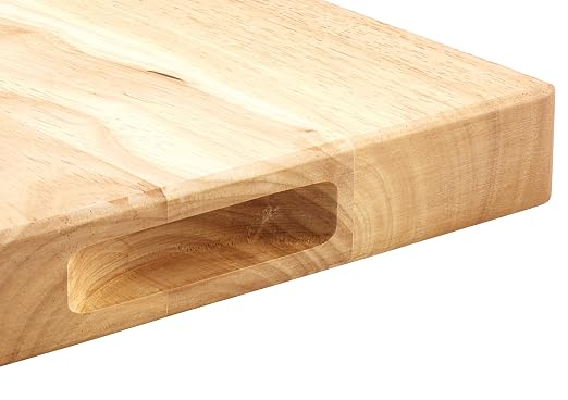 Winco WCB-1824 Wooden Cutting Board, 18-Inch by 24-Inch by 1.75-Inch, Medium, Tan | Inset handles, Minimizes dulling, Attractive appearance, Great for Charcuterie, Cheese, Appetizers and Buffet Displays