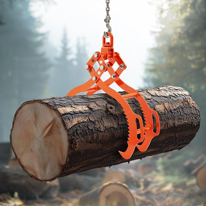 VEVOR Log Lifting Tongs 32in, 4 Serrated Claw Hook Log Tongs, Heavy Duty Steel Swivel Dragging Tongs, 2200LBS Log Grapple with Handles, Lumber Log Skidding Tongs for Tractors, Trucks, Forklifts, ATVs