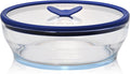 Anyday 7-Cup Glass Microwave Steamer Bowl (Clear Blueberry) | Vented Glass Lids, BPA-Free, Healthy Microwave Cooking Container for Vegetables, Broccoli, Veggies, Meal Prep