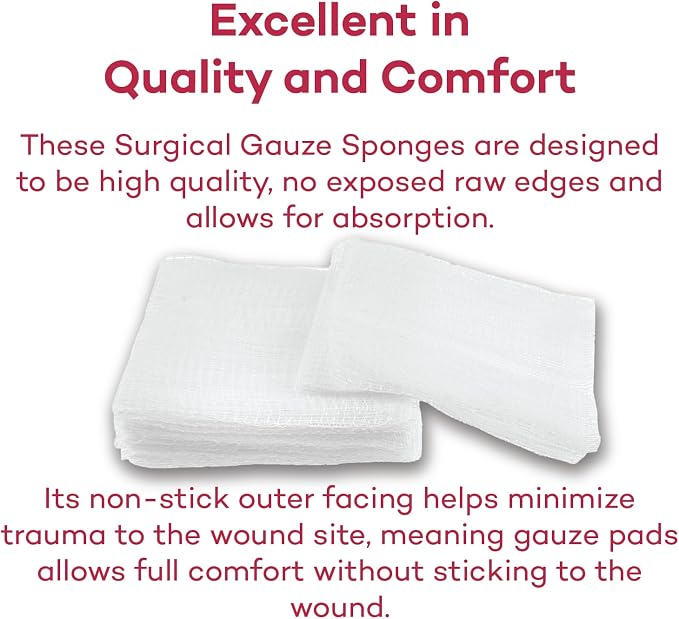 Dealmed 3" x 3" Surgical Sponges, 8-Ply, Non-Woven Absorbent Gauze Sponges for Wound Care, First Aid Kits and Medical Facilities, 200 Count (Pack of 4)