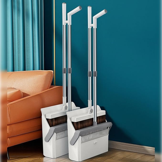 JOYBOS Broom and Dustpan with Adjustable Handle