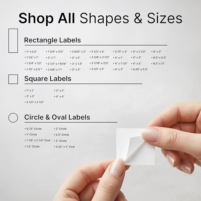 1" X 1" Matte White Printable Labels (500 Sheets, 31500 Stickers) Custom Stickers, Logo and Barcode Stickers for Laser & Inkjet Printers - Spartan Industrial Template S001