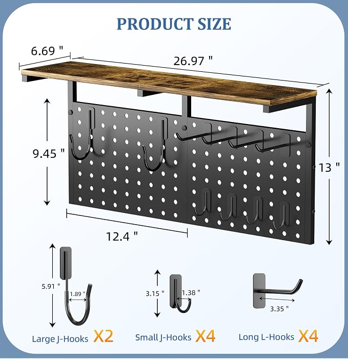 Ironing Board Hanger Wall Mount, Large Storage Iron and Ironing Board Holder, Laundry Room Storage Shelves with Ironing Board Broom Mop Holder, Laundry Accessories Organization and Storage Organizer