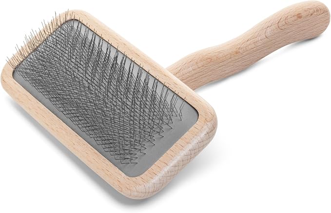 Chris Christensen Mark III Slicker Brush for Dogs, 12mm Pins, Groom Like a Pro, Handcrafted Lightweight Beechwood Ergonomic Handle, Stainless Steel Pins, A5III Medium. Made in Germany.