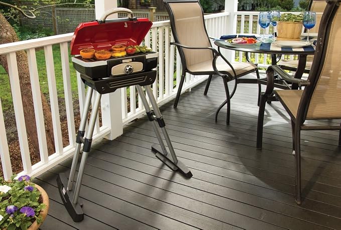 Cuisinart Petit Gourmet Portable Gas Grill (CGG-180) + 4-Piece Folding Grill Tool Set