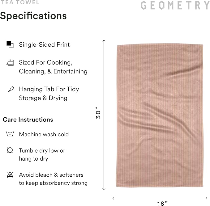 GEOMETRY Spring Kitchen Towels - Quick Dry Microfiber Cloth Spring & Summer Dish Towels for Kitchen Drying - Premium Quick Dry Towel - Strawberry Shortcake Lines, 18" x 30" - 1-Pack