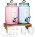 2 Pack Glass Laundry Detergent Dispenser,Sturdy glass Fabric Softener Dispenser With Leak Proof Pump,Reusable Container & Bamboo Stand-108Oz Big Laundry Soap Container For Washer Room Organization (2)