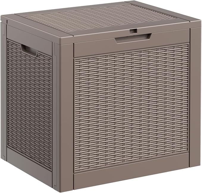 DRATO 36 Gallon Outdoor Storage Box Waterproof, Lockable Resin Deck Box for Patio Furniture, Pool Supplies & Garden Tools, Weatherproof Outside Storage Bin for Backyard Porch (Grey, 36 Gallon)